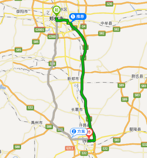 郑州到许昌路线地图展示 1,机场高速公路,京港澳