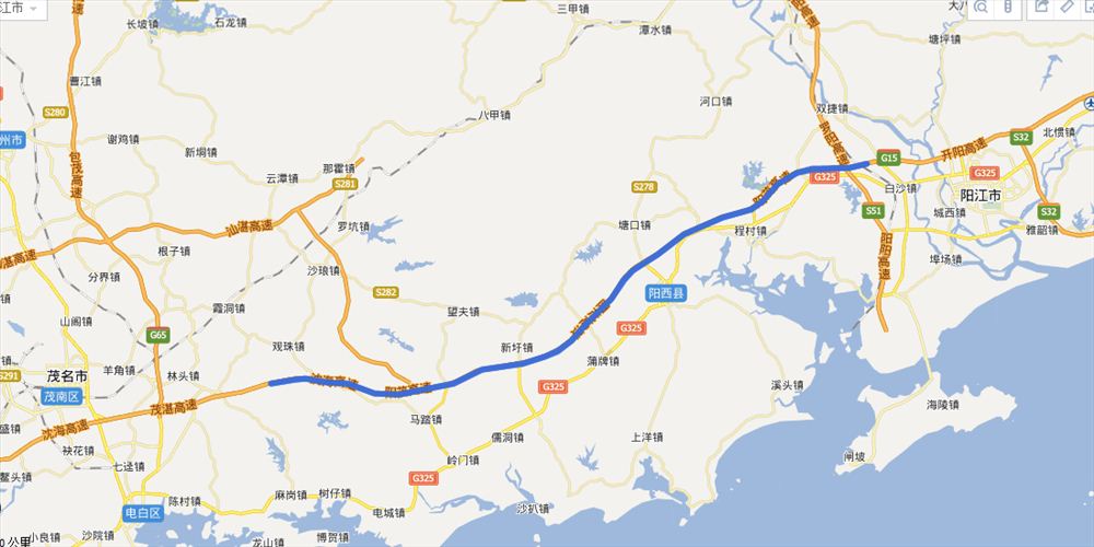 阳茂高速全程最新路线图(地图 实时路况查询)