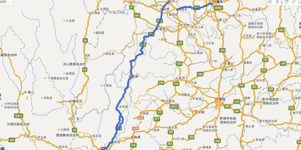 渝昆高速全程最新路线图(地图 实时路况查询)