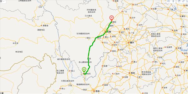攀枝花到绵阳开车路线图