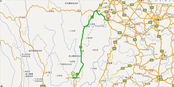 攀枝花到乐山开车路线图