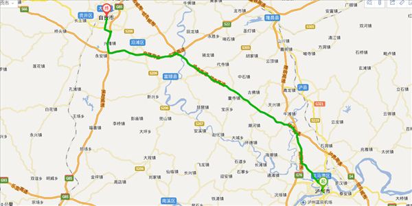 泸州到自贡开车路线图