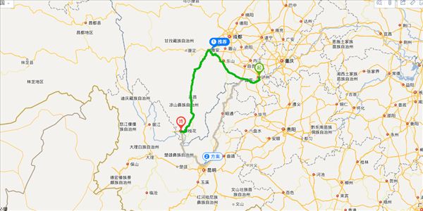 泸州到攀枝花开车路线图