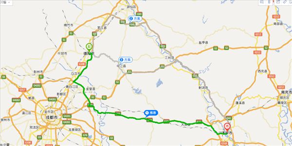 德阳到遂宁开车路线图