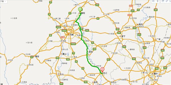 德阳到内江开车路线图