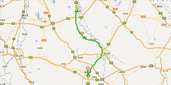 资阳到自贡开车路线图
