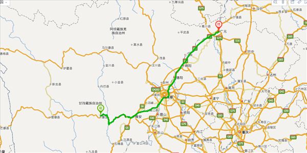 甘孜到广元开车路线图