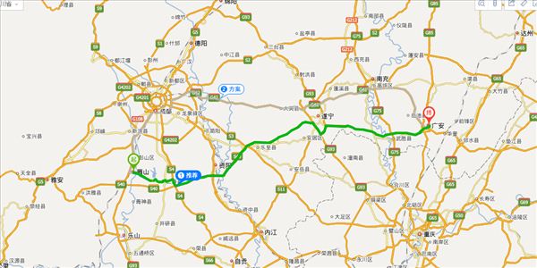 眉山到广安开车路线图