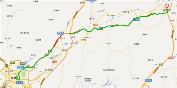 昆明到曲靖开车路线图