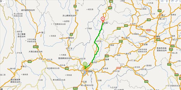 昆明到昭通开车路线图