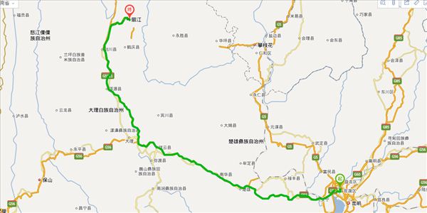 昆明到丽江开车路线图