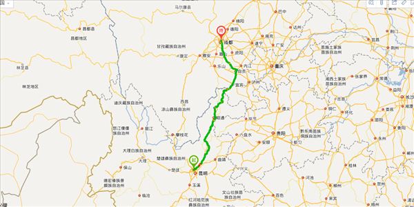 昆明到成都开车路线图