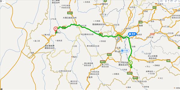 红河到保山开车路线图