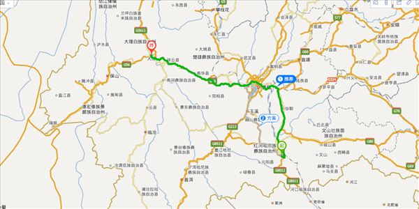 红河到大理开车路线图