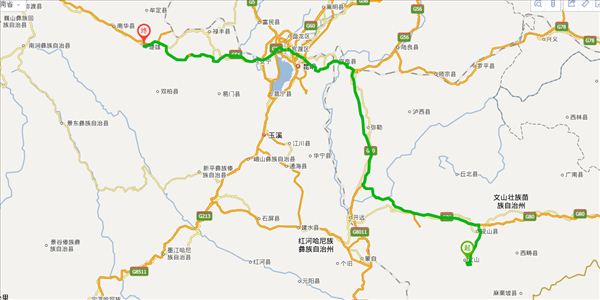 文山到楚雄开车路线图