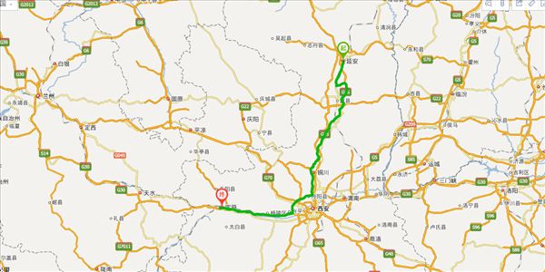 延安市到宝鸡开车路线图