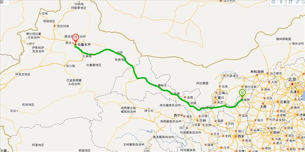 榆林到乌鲁木齐开车路线图