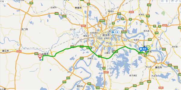 鄂州到仙桃开车路线图