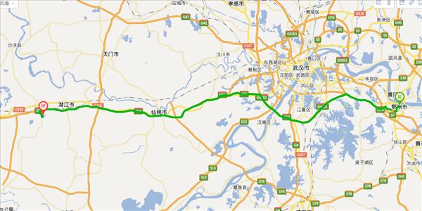 鄂州到潜江开车路线图