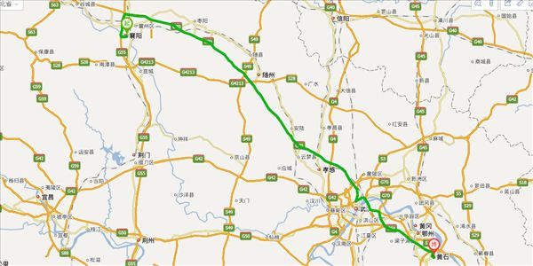 襄阳到黄石开车路线图