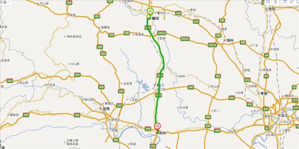 襄阳到荆州开车路线图