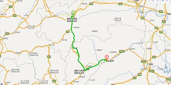 恩施到张家界开车路线图