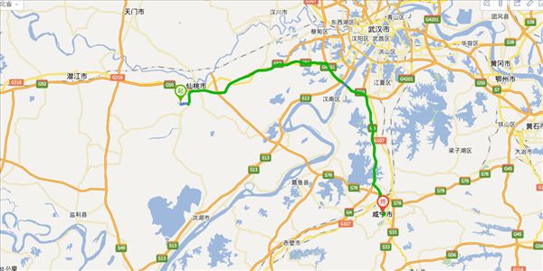 仙桃到咸宁开车路线图