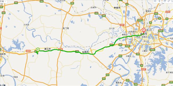 潜江到武汉开车路线图