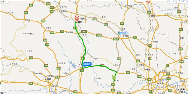 天门到襄阳开车路线图