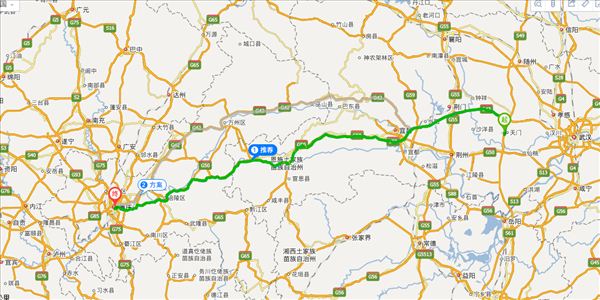 天门到重庆开车路线图