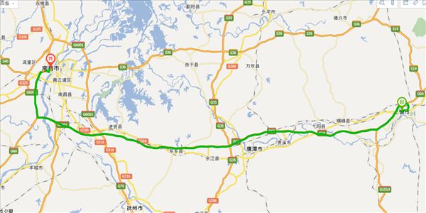 上饶到南昌开车路线图