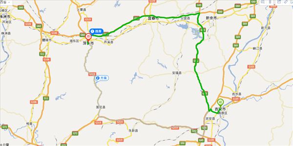 吉安到萍乡开车路线图