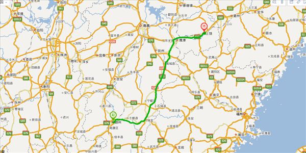 赣州到上饶开车路线图