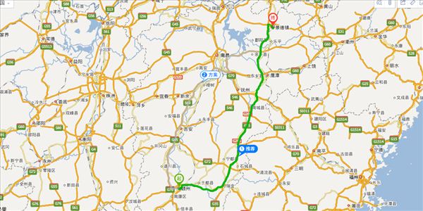 赣州到景德镇开车路线图