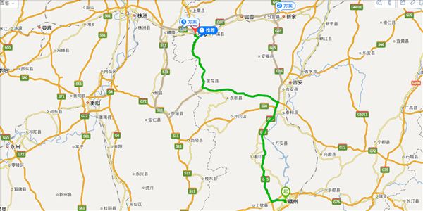 赣州到萍乡开车路线图