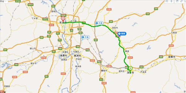萍乡到长沙开车路线图