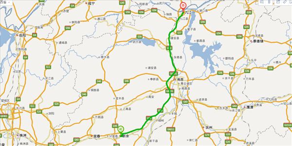 新余到九江开车路线图