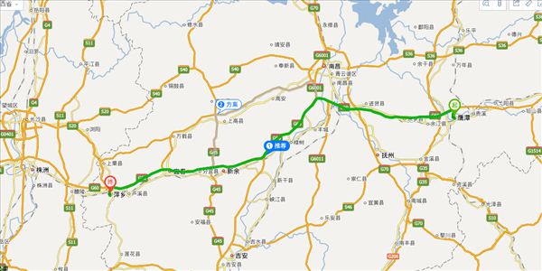 鹰潭到萍乡开车路线图