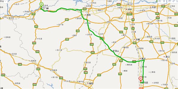 三门峡到驻马店开车路线图