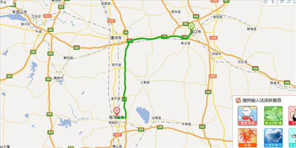 周口到驻马店开车路线图