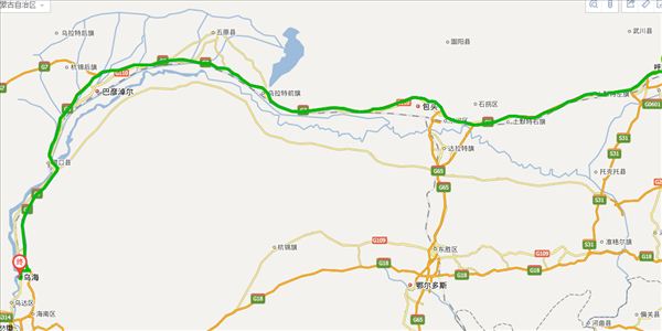 呼和浩特到乌海市开车路线图