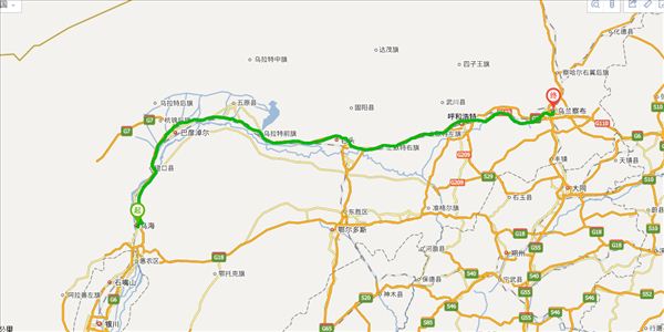 乌海市到乌兰察布开车路线图