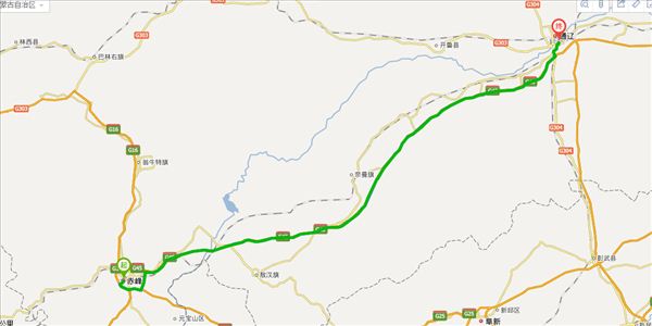 赤峰市到通辽市开车路线图