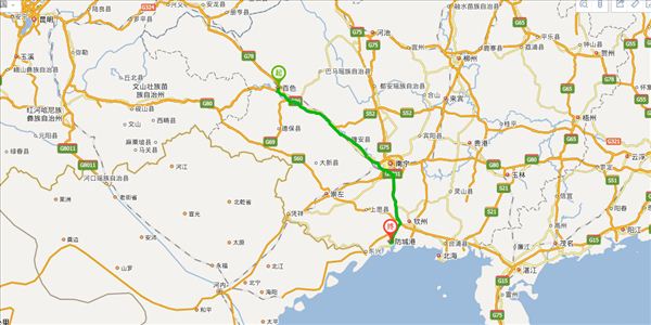 百色到防城港开车路线图