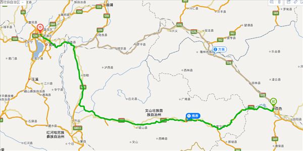 百色到昆明开车路线图