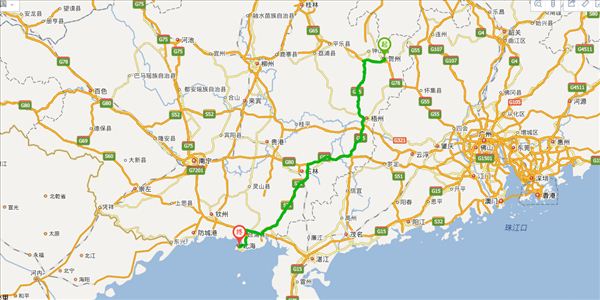 贺州到北海开车路线图