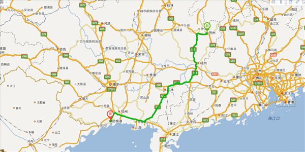 贺州到防城港开车路线图