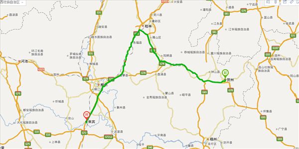 贺州到来宾开车路线图