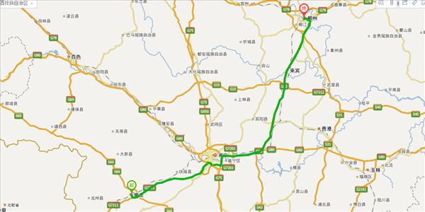 崇左到柳州开车路线图