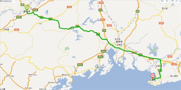 崇左到北海开车路线图